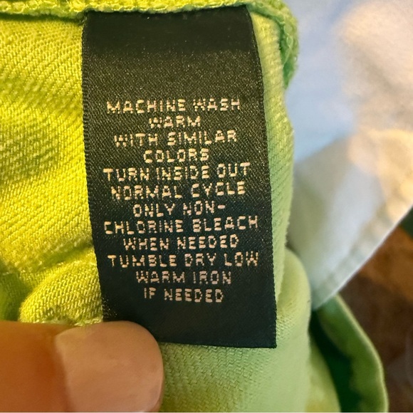 Lauren Ralph Lauren | Lime Green High Rise Straight Leg Stretch Jeans | Sz 12 - Picture 6 of 6